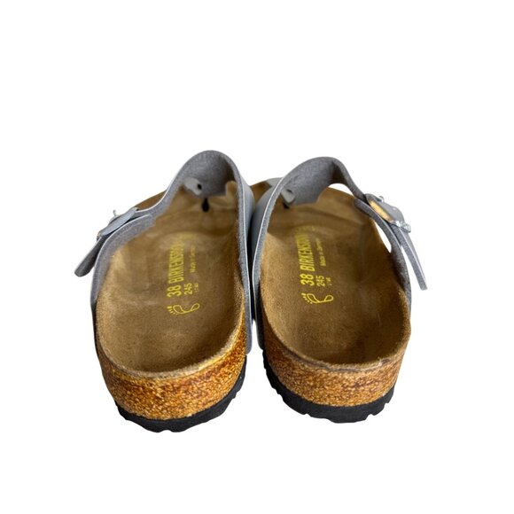 Birkenstock Gizeh Silver Leather Thong Sandals Size 38 NEW - Picture 4 of 5